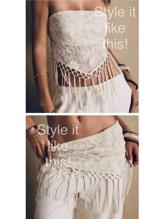 Accessories - Y2K Sheer Fringe Scarf Top Boho Fairycore Festival Hip Wrap